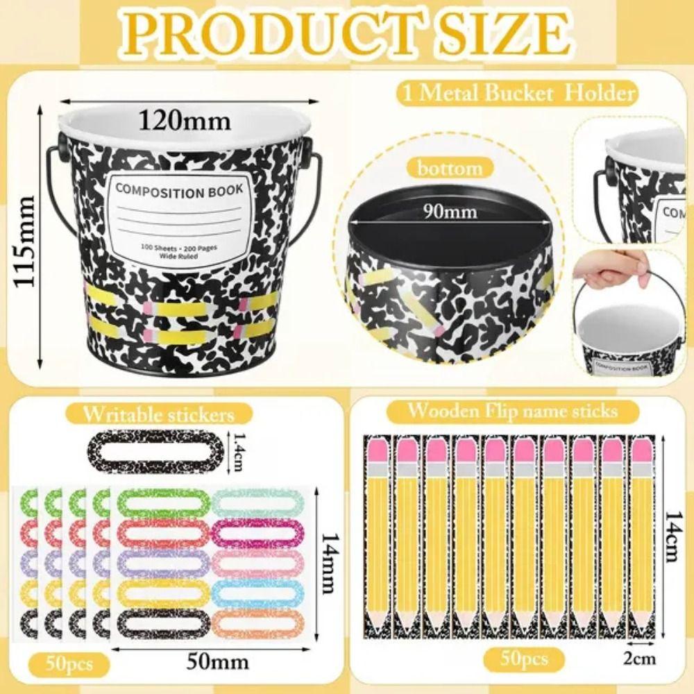 Metal Storage Bucket Student Name Sticks Reusable Teacher Name Sticks  Classroom Management