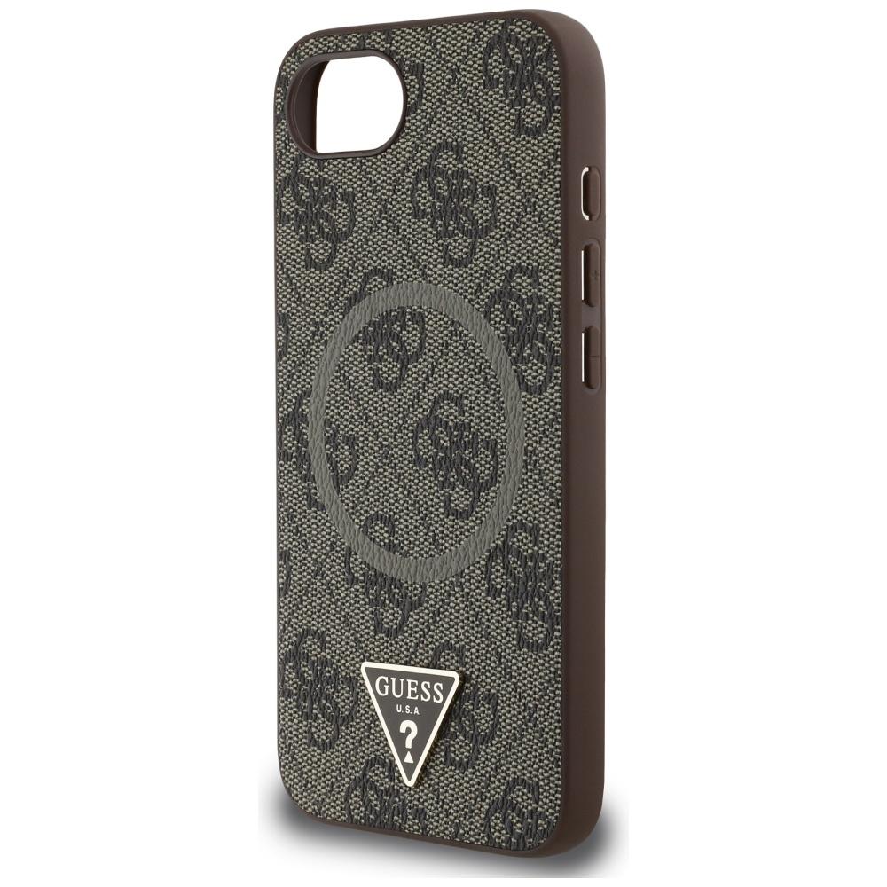 Coque Guess 4G avec Anneau et Logo Triangle MagSafe pour iPhone 16e / 17e Marron