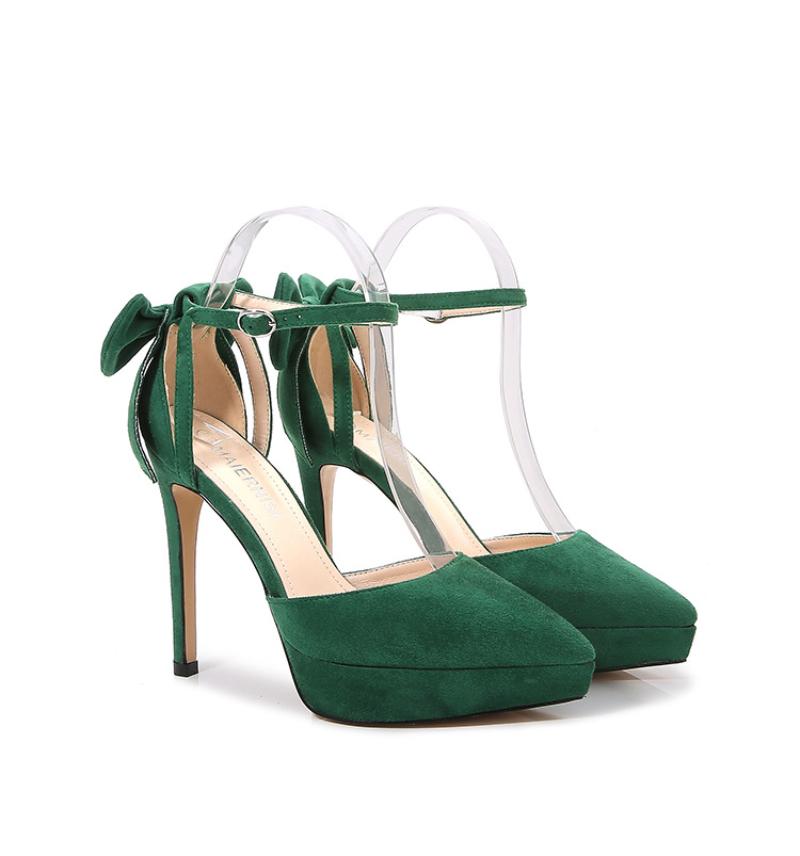 Fashion European American Celebrities Trendy Thin Heel Waterproof Platform Pointed Sandals Women With One Strap Hollow Bow High Heels