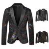 Herrenanzug, Smoking, Partymantel, Pailletten, Gentleman-Blazer, Jacke, Ein-Knopf-Anzug
