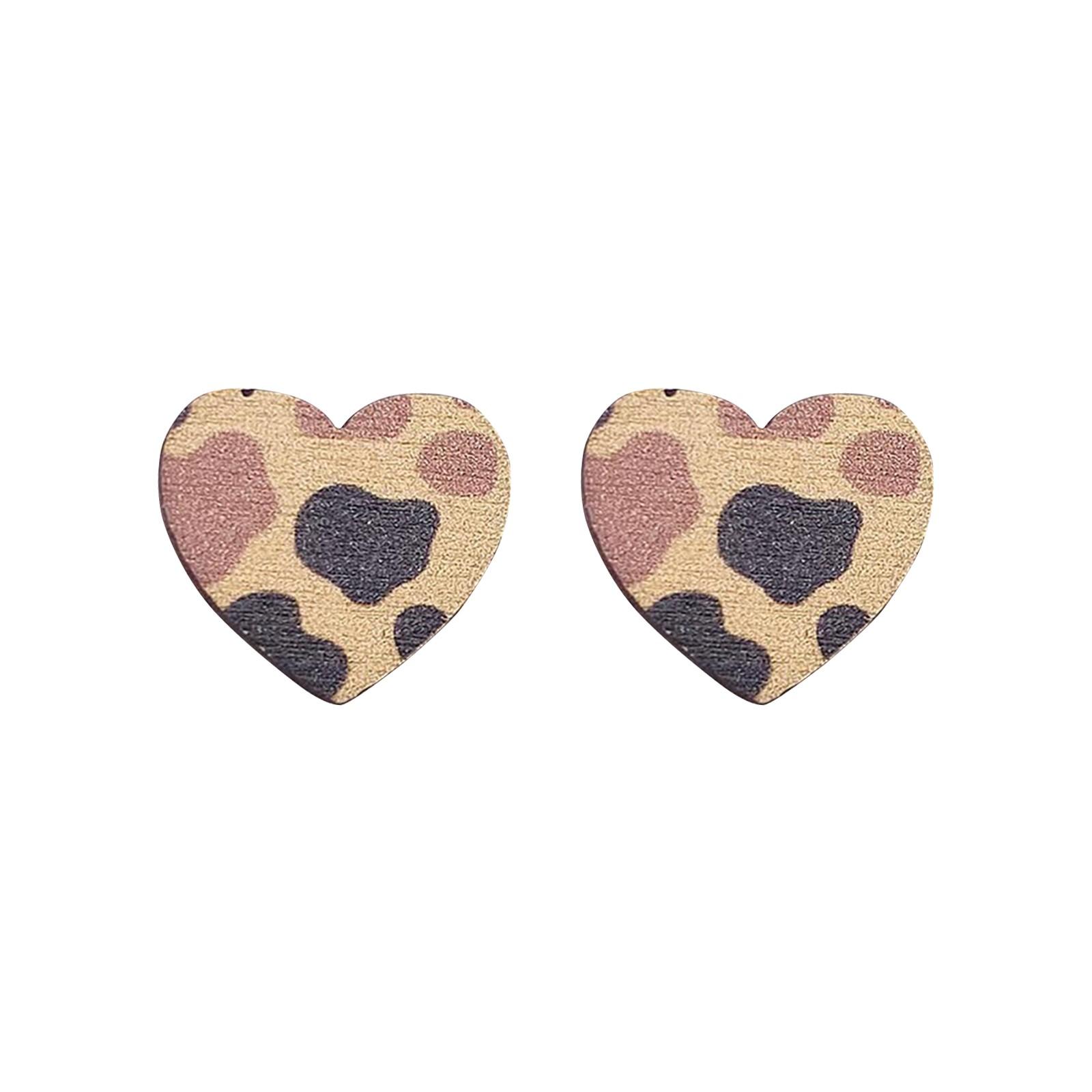 

Women s Earrings Creative Cow Pattern Print Personality And Fashion Jewelry Decorations One Size коричневый