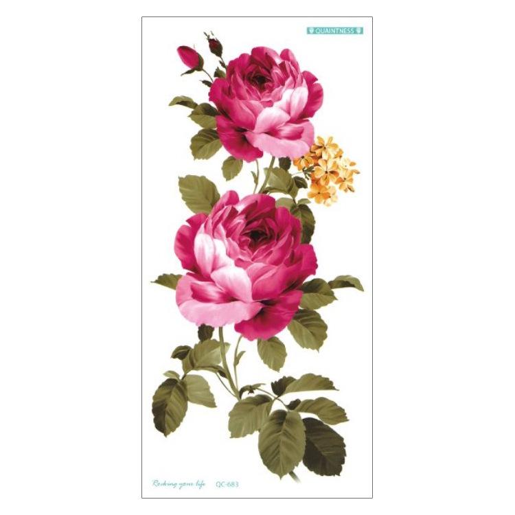 Colorful Waterproof 3D Full Arm Flower & Bracelet Tattoo Stickers 210x100mm