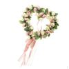 Shape Artificial Floral Wreath Garland with Ribbon