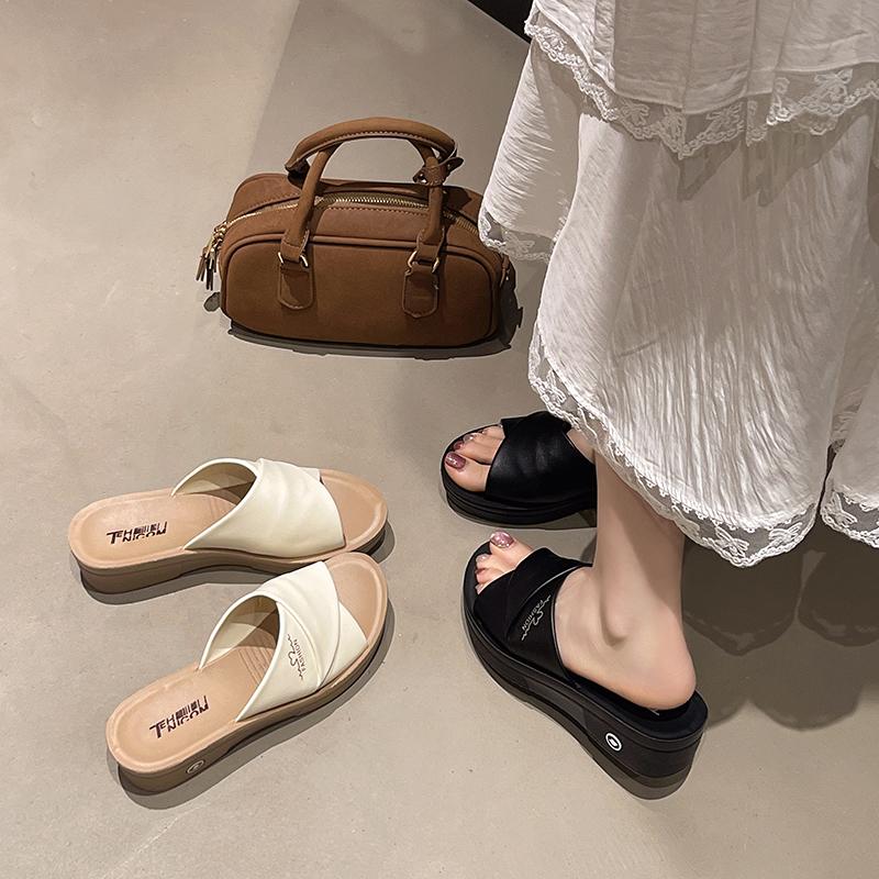 Fashion Designer Summer Ladies Slippers New Fashion Thick Sole Wedge Women's Sandals High Heel Sandal Open Toe Fish Mouth Shoes