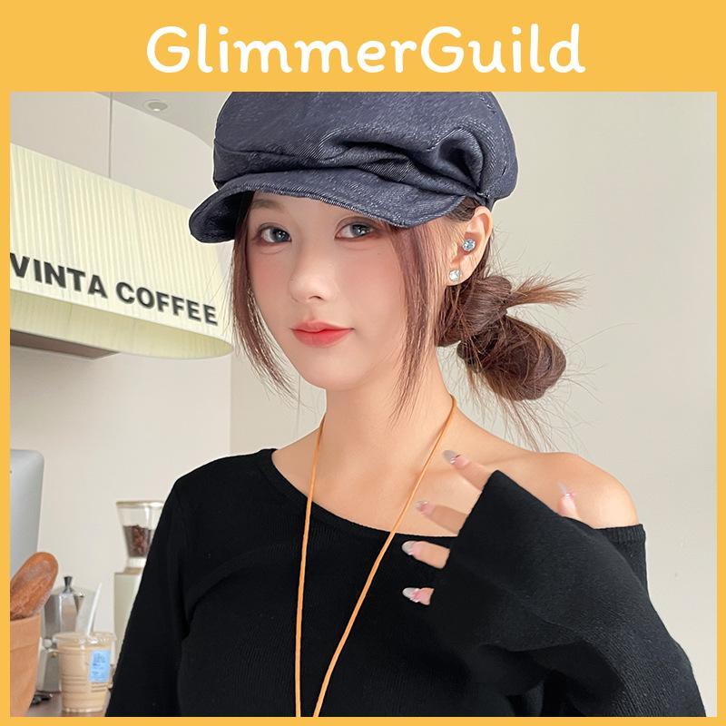 Color Solid Simple Pleated Design Women Casual Summer Sun Shading Beret Denim