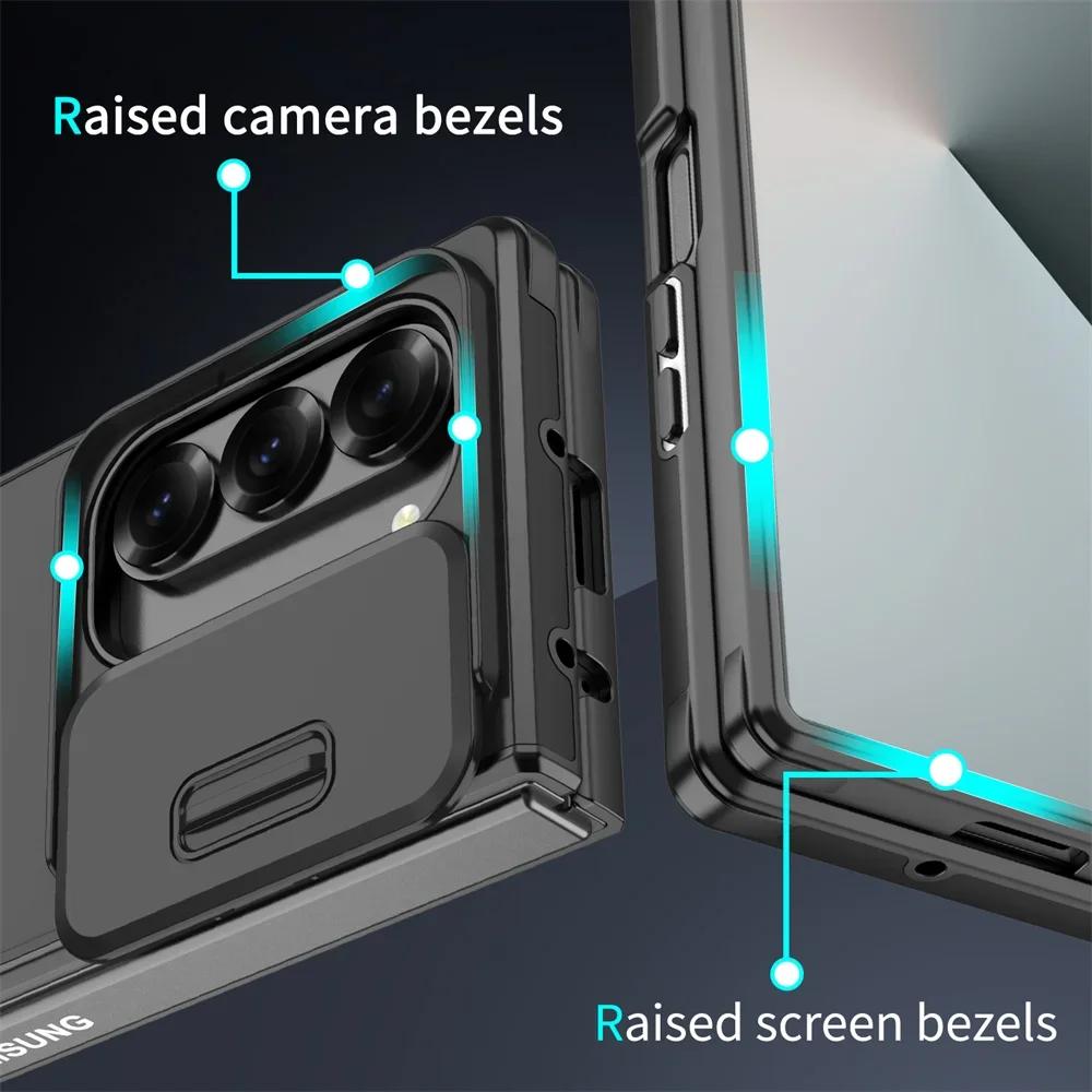Luxusní posuvný kryt na telefon s ochranou fotoaparátu pro Samsung Galaxy Z Fold 7 6 5 Fold6 Fold4 Fold5 ZFold7 Nárazuvzdorný pancéřovaný zadní kryt