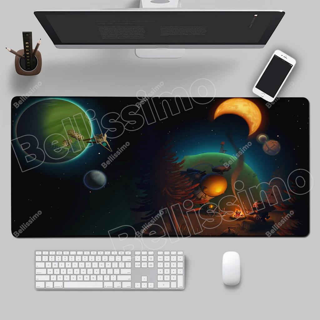 XXL Mouse Pad Anime Gamer Outer Wilds Mousepad PC Gaming Accessories Keyboard Pad Laptop Universe Space Solar System HD Desk Mat