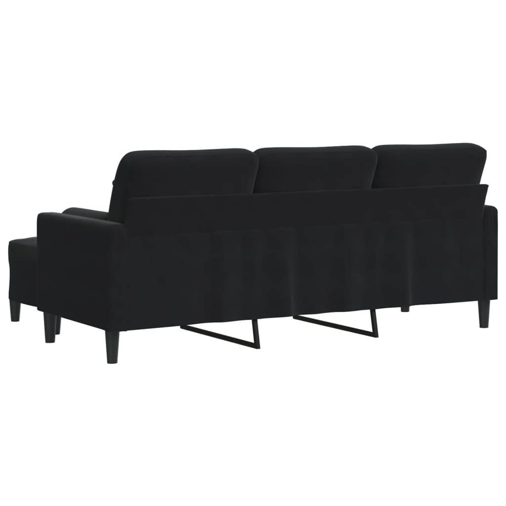 3 Seater Sofa with Ottoman Black 180 cm Velvet