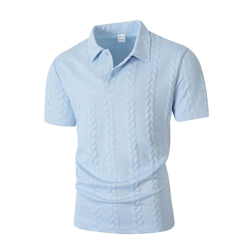 Spring and Summer Jacquard Multi-color Casual T-shirt Lapel Men's Solid Color Fashion Sports Top Short-sleeved Polo Shirt