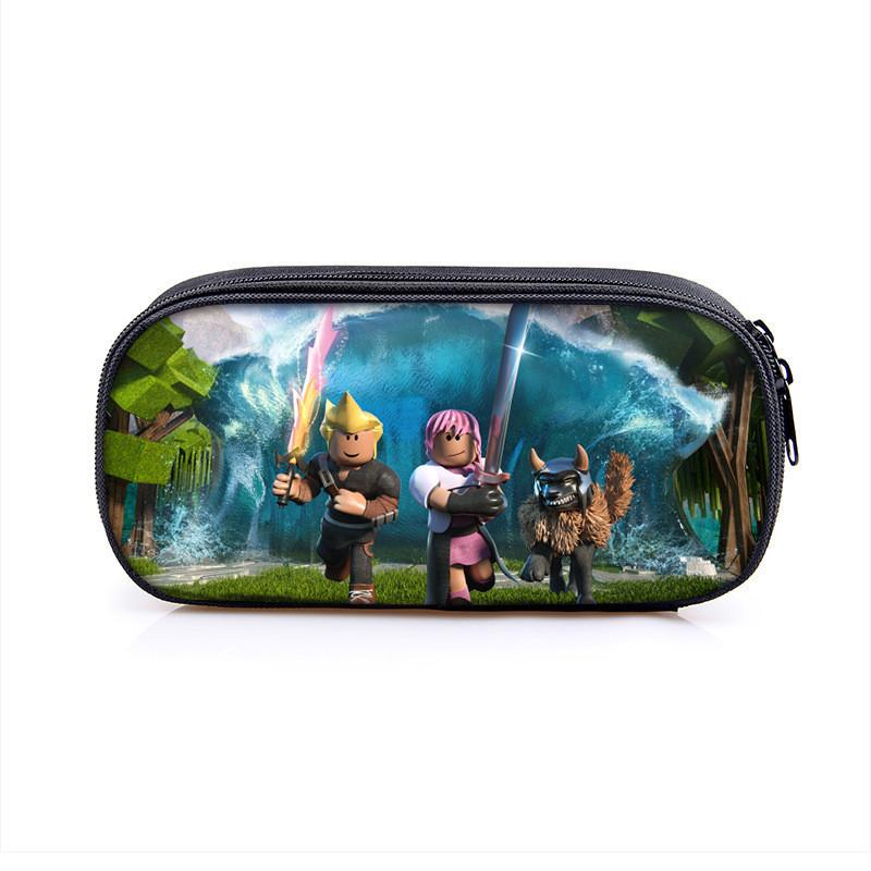 Vibrant Roblox Single Layer Pencil Case Durable Polyester Rectangular Kids Stationery Bag
