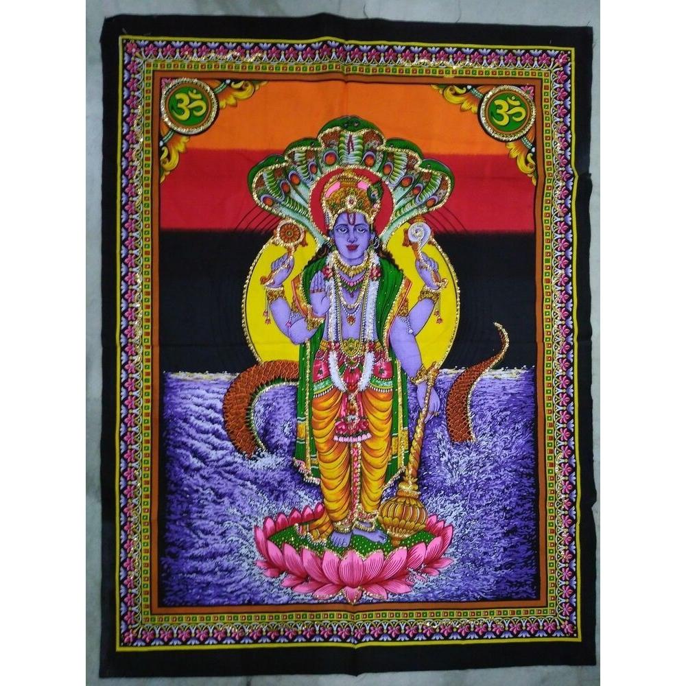 Tapestry Lord Vishnu God of India 75x100