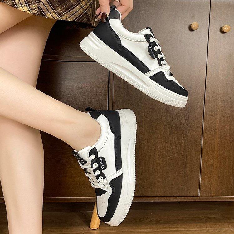 

Весна 2025 года, маленькие белые туфли, новая корейская версия, женские студенческие туфли на платформе, увеличивающие рост, спортивная обувь для сноуборда, повседневная обувь GH-301 35 чёрный