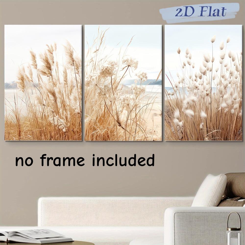 

3-piece set of modern minimalist reed landscape canvas paintings, Nordic style living room foyer decoration paintings, frameless (as the picture,20x30cm-3pcs)