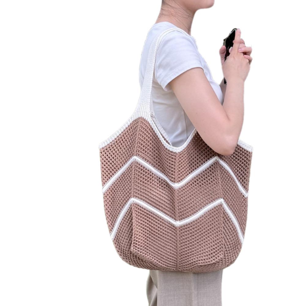 Sweet Knitted Shoulder Bag Hollowed Out Beach Bag Fashion Crochet Tote Bag  Summer