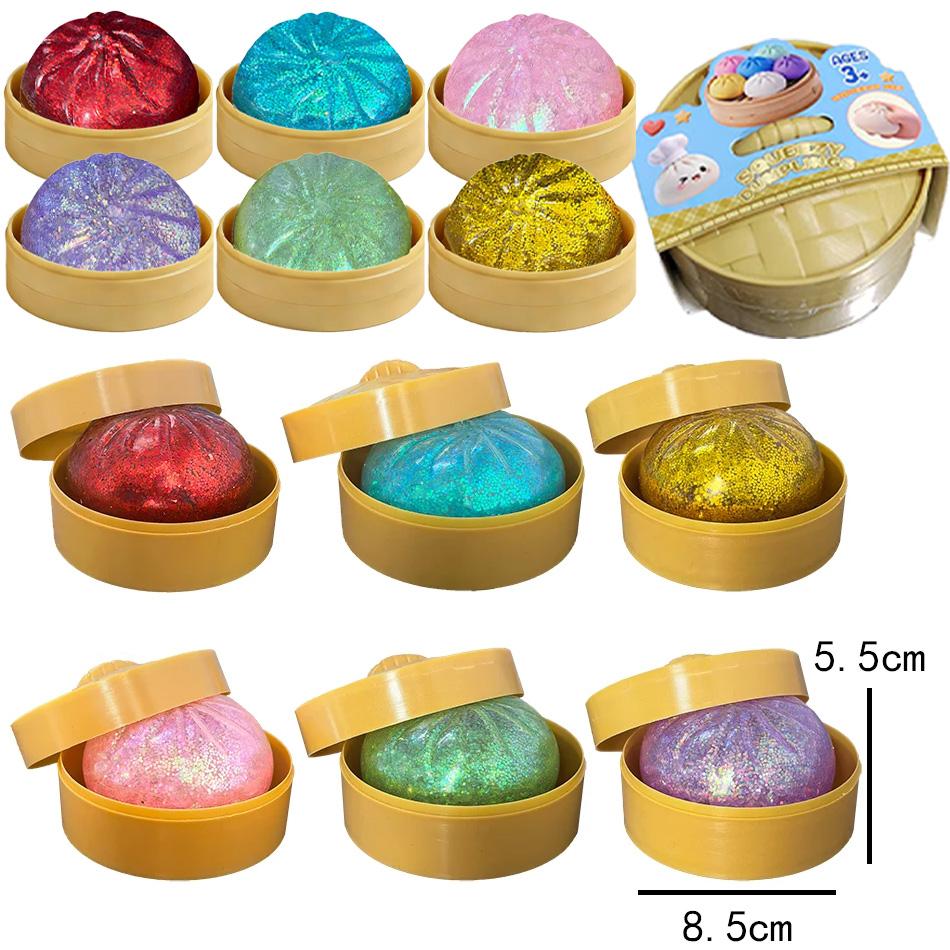 Bai Fen Bai Toys Glitter Dumpling Squishies Glitter Dumpling Squishy With Box Dumplings Sensory Dumpling Pressure Toy For Stress Relief