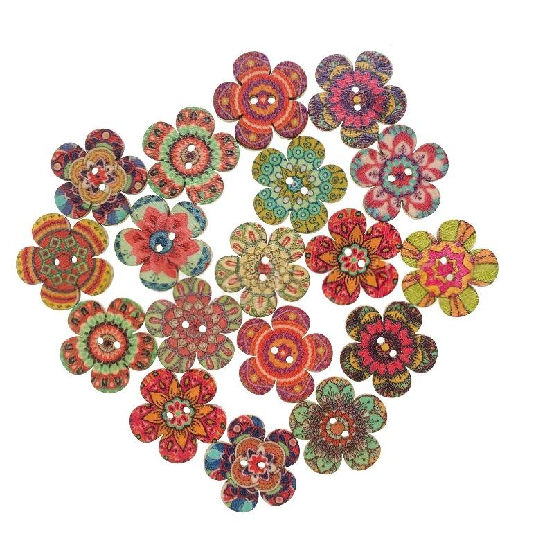 

50Pcs 20mm Wooden Buttons Mixed Random Fashion Round 2 Holes Sewing Buttons Scrapbooking DIY Decor Craft 20mm(0.79inch)