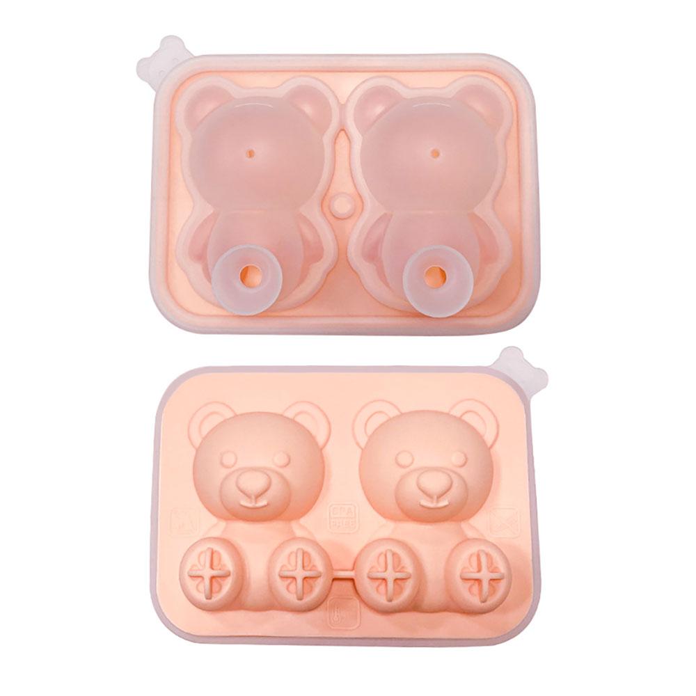 Silicone World DIY 4/2 Cute Bears Shape Ice Cube Silicone Mold Ice Grid Home Kitchen Ice Cream Molds Ice Ball Ice Making Box