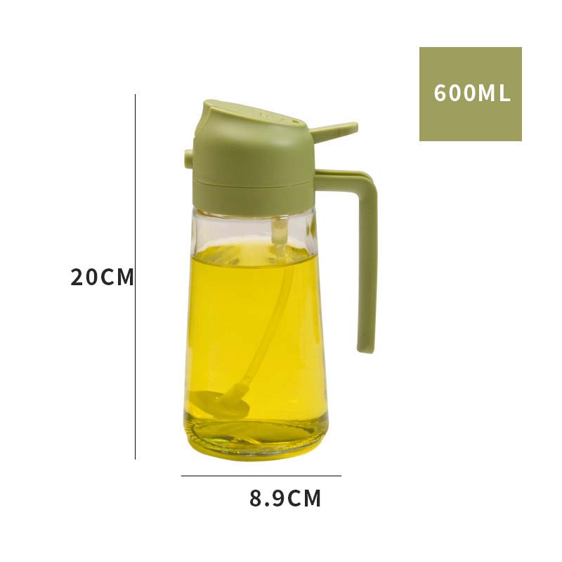 2in1 470ml/600ml Oil Sprayer Glass Bottle For Cooking Anti-Leakage Olive Oil Storage Bottle For BBQ Air Fryer Kitchen Tool