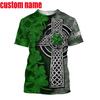 Summer New Printed Irish Celtic Men's and Women's T-shirt, Custom Name Short Sleeve Unisex Shirt, Harajuku Large Casual Sty
