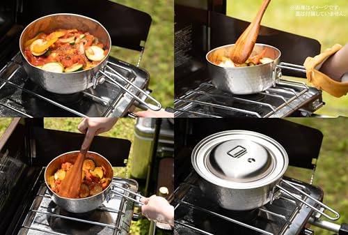 Captain Stag (CAPTAIN STAG) Outdoor Kitchen Utensils Camping Yukihira Pot, 18cm, Compatible with All Heat Sources, Stainless Steel, Made In Japan, Tsu