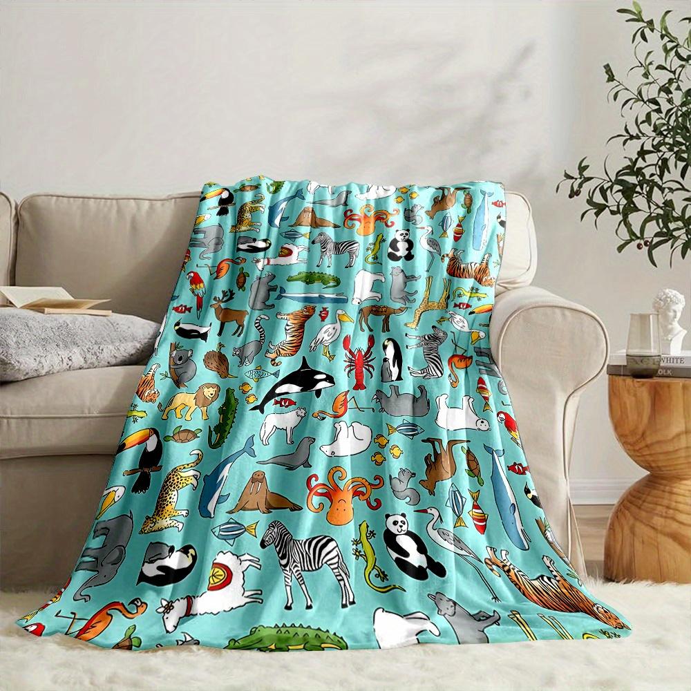 Safari Friends Print Blanket Reversible Flannel Throw for Animal Lovers AllSeason Comfort Wild Adventure Gift