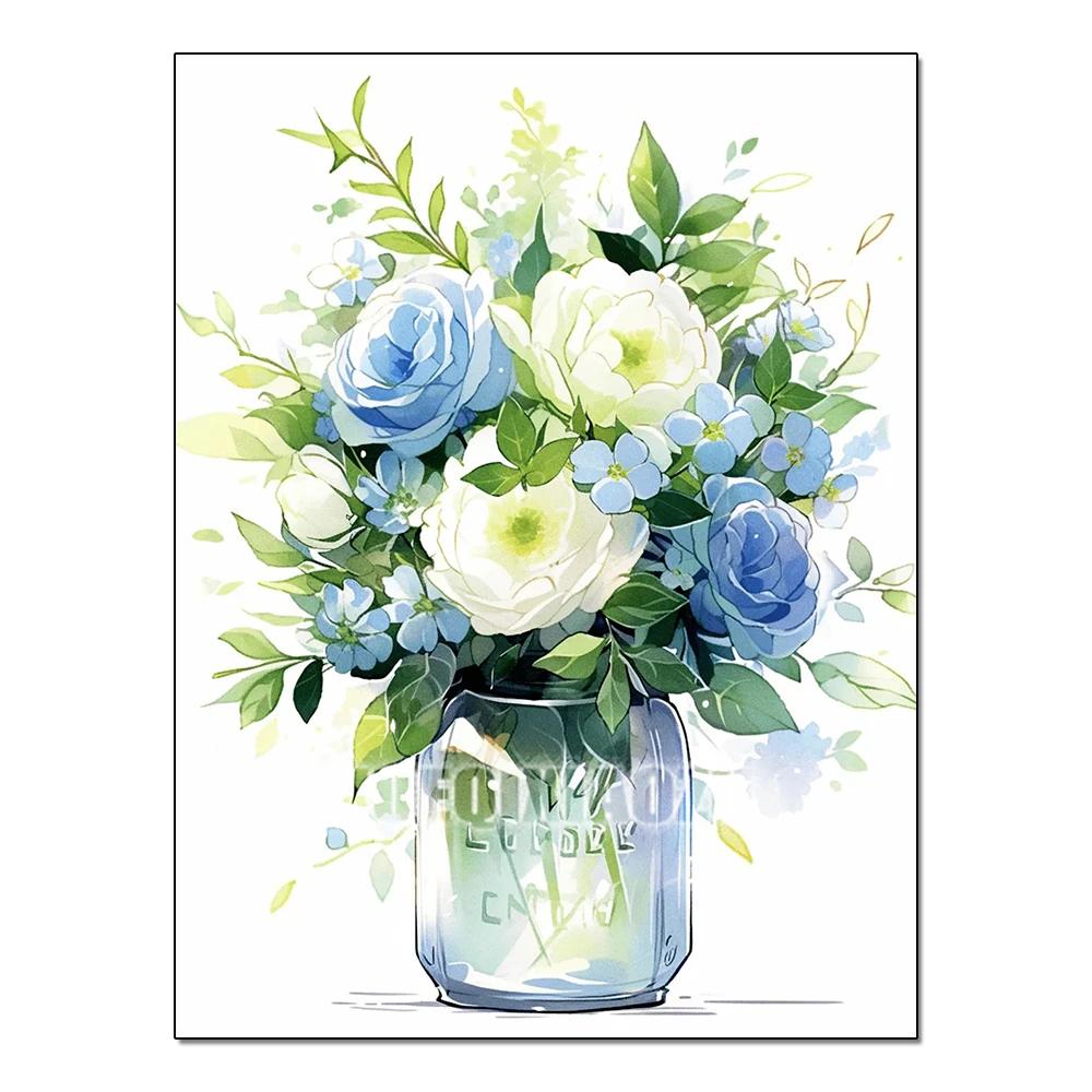 Full Flower Series Diamond Painting Tulip Daisy Diamond Mosaic Embroidery Art Watercolor Picture Handmade Home Decoration Diy