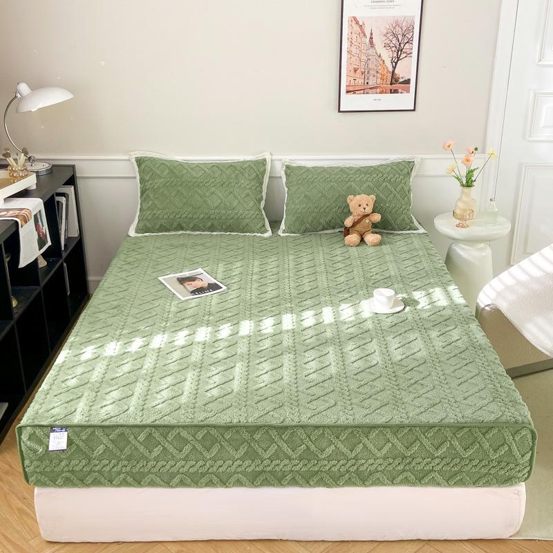 

Утолщенный матрас из флиса Тафу Жаккардовый трехпредметный комплект Молочный флис Мэнси Защитный чехол для матраса Пылезащитный и противоскользящий Односпальный 3 90 * 200Cm single bed hat оливковое зеленый