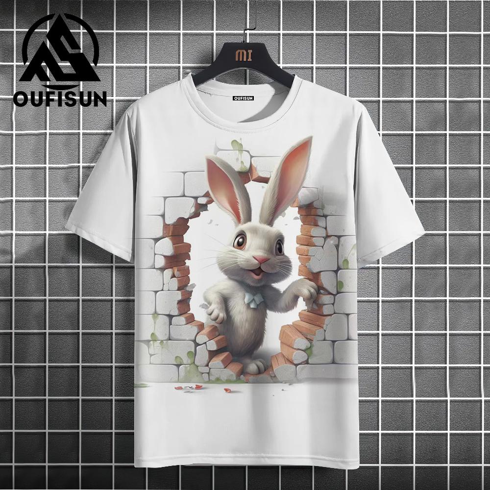 

Простая мужская футболка с 3d животным принтом, белая футболка с коротким рукавом, летняя повседневная футболка большого размера для мужчин, модная мужская одежда, топ 6XL