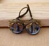 Boucles d'oreilles libellule en Bronze Vintage pour femmes, bijoux à la mode, couleur or, motif sculpté en métal incrusté de pierre de lune