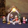Nativity Statue Scene Set Holy Manger Christmas Crib Figurines Miniatures Ornament Church Gift Home Decorations