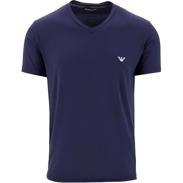 

Emporio Armani Solid Logo Print V-Neck Pullover Short Sleeve T-Shirt Men tops Blue 1120103-F5110-0135 L