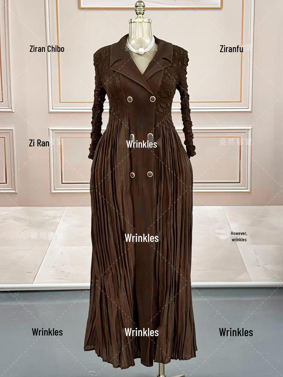 

Элегантное черное миди-платье большого размера с плиссировкой Мияке One Size