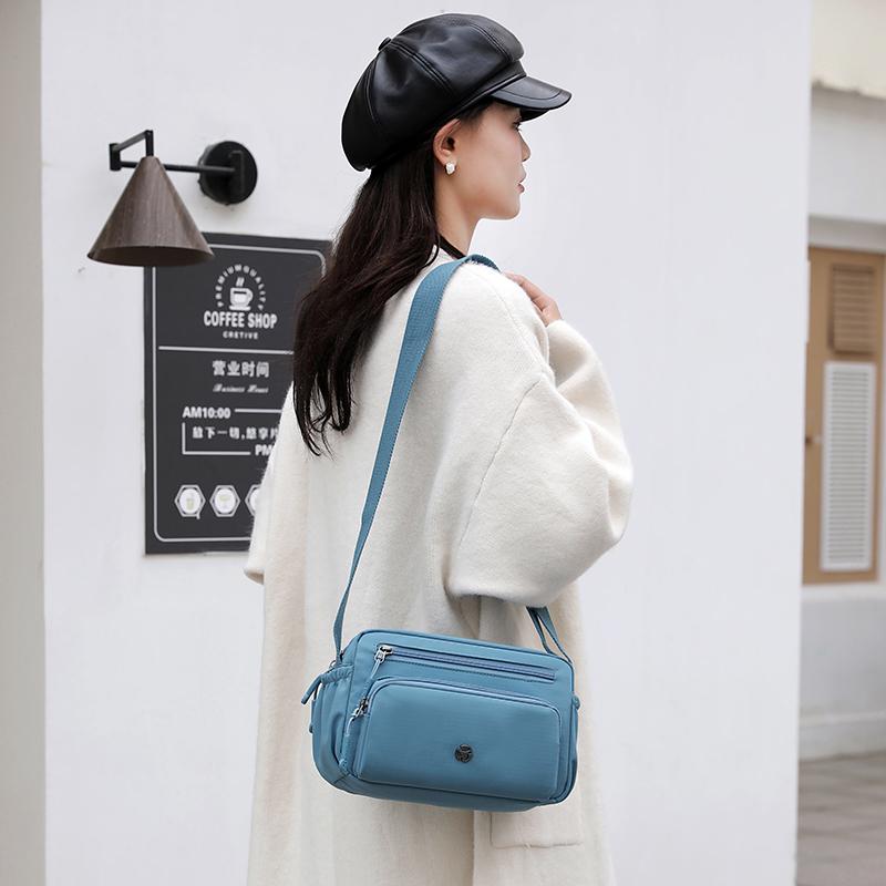 Small Square Bag Women's Water-Repellent Crossbody Bag Shoulder Bag Solid Color Mother Bag