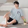 1011 New Men's Pajamas Summer Cotton Short Sleeve Shorts Large Size Thin Loose Casual Style Homewear Set