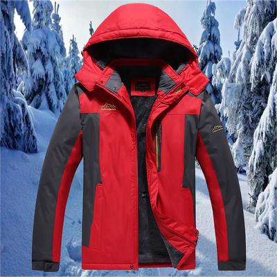 Plus Size Fleece Lining Mountain Jackets Mens Hiking Jackets Outdoor Removable Hooded Coats Ski Snowboard Parka Winter Outwear