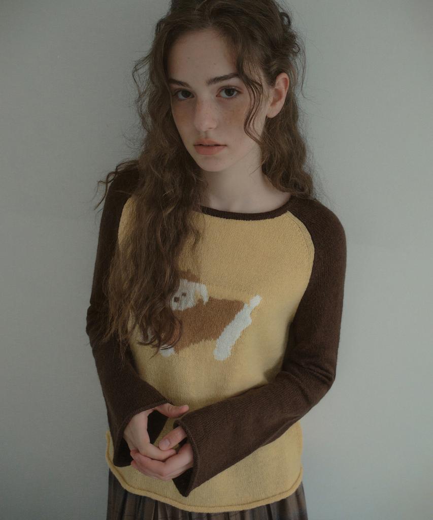 OURNOSTALGIA Dobby Raglan Knit_Butter Yellow(Ocb6Kn37)