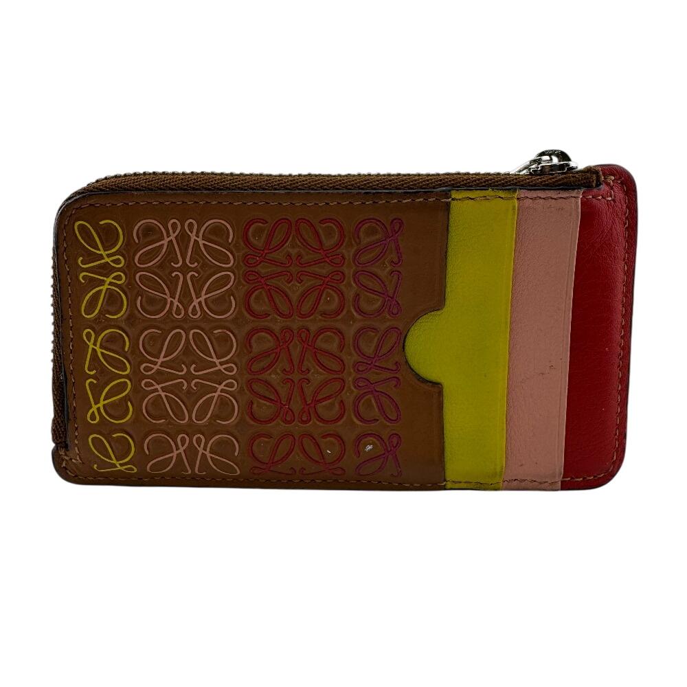 LOEWE Fragment Case Pass Case Card Repeat anagram leather Coin case multicolor leather Women Used