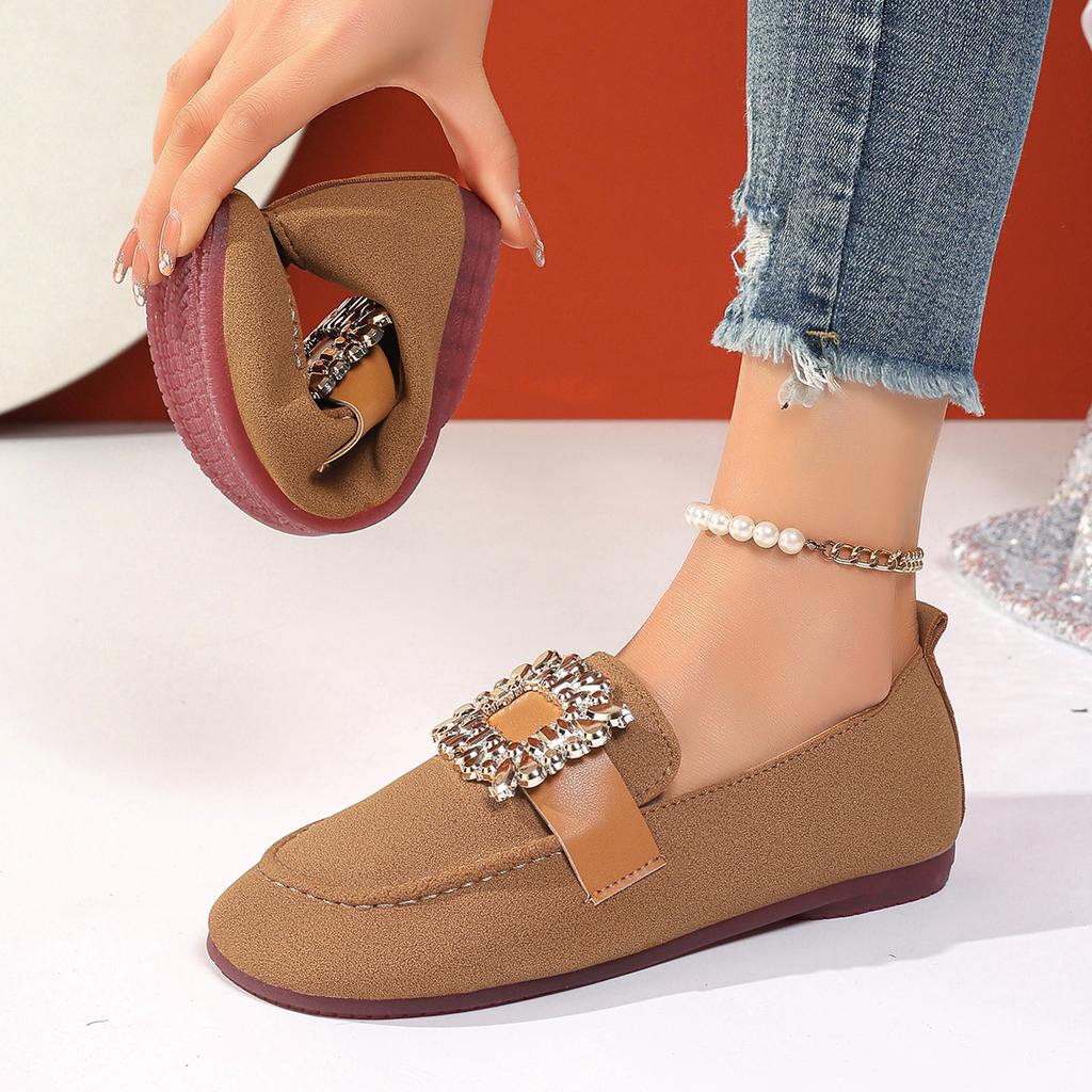 Fashion Women Flats Spring 2025 New Large Size Flat Loafers Shoes Women Knitting Slip-on Square Head Breathable Fashion Shoes for Women