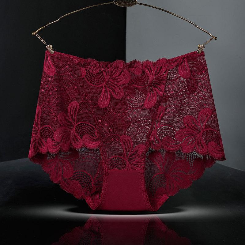 Large size Panties Sexy Lace underpants Large size Hollow out Cotton crotch briefs High waist boyshorts