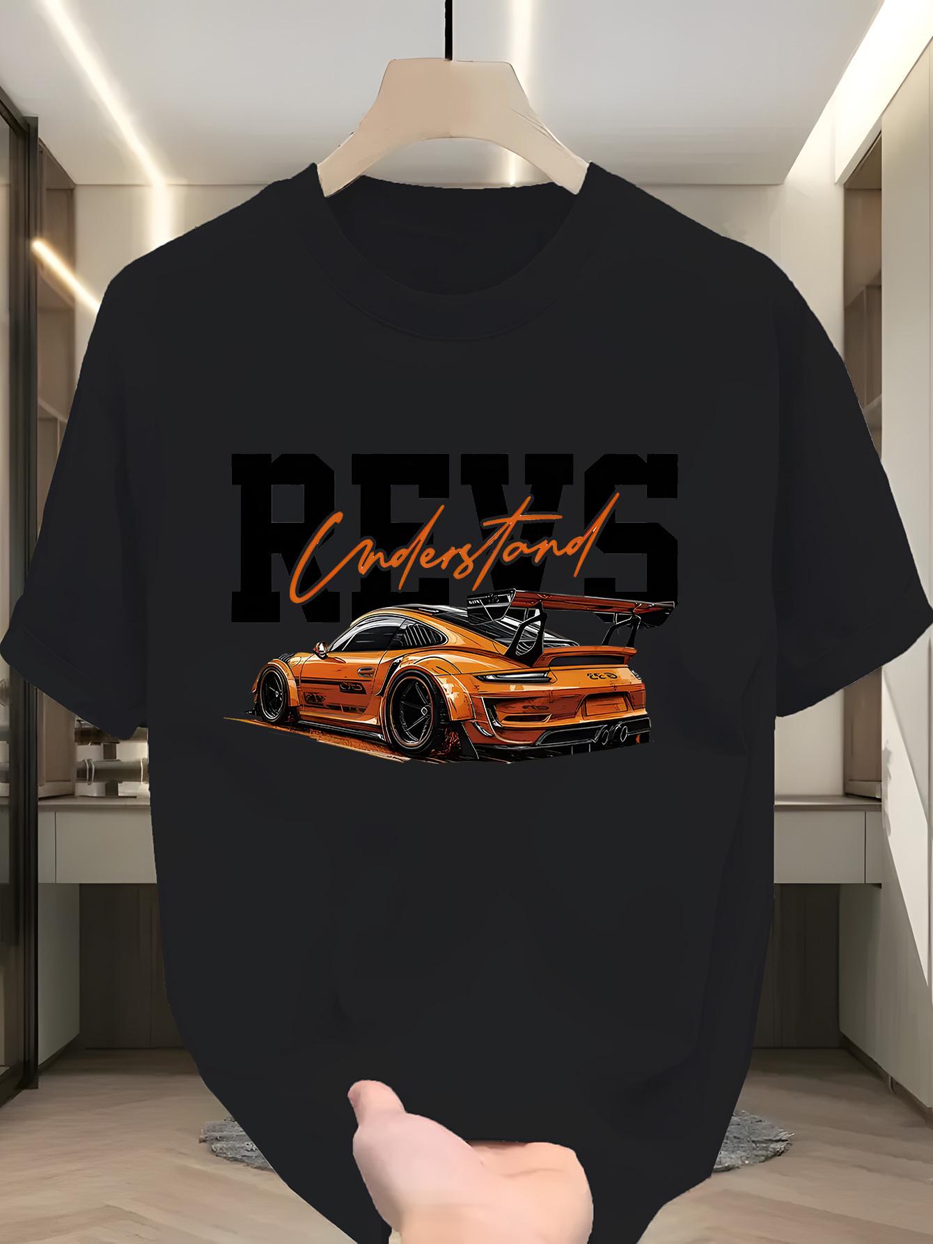 Casual Summer Top with a for Sports Car Design Print XXXXL
