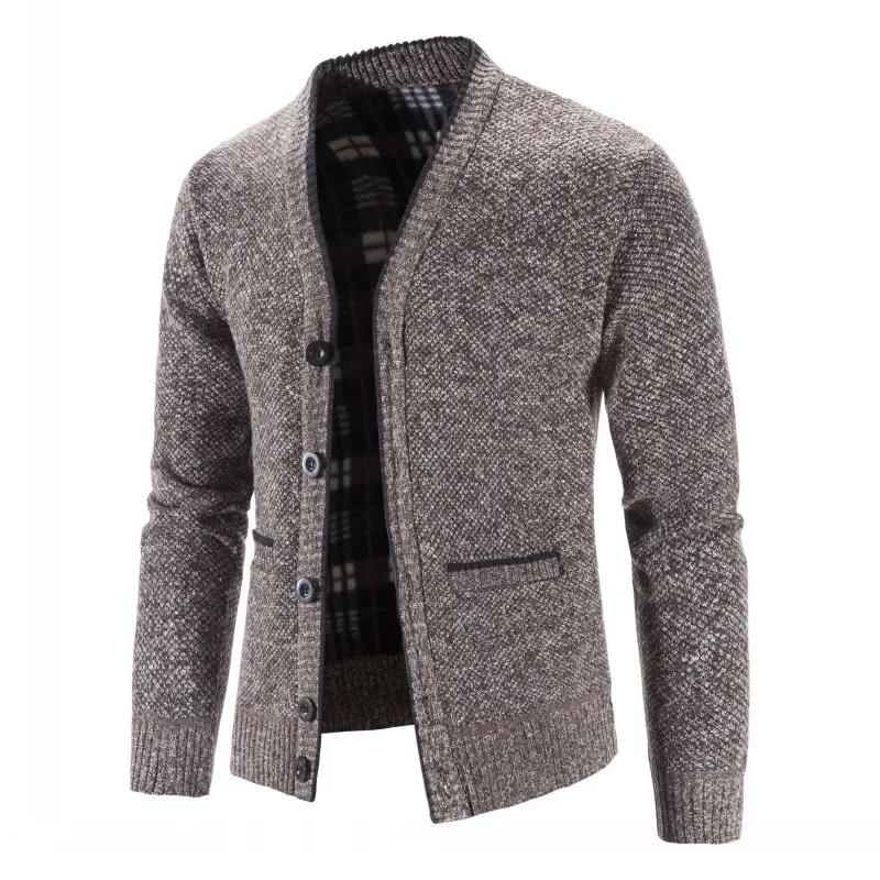 Men Cardigan Knitted Sweatercoat 2026 Autumn Winter Fleece Warm Solid Casual Knit Cardigans Jacket Coat Fashion Men Clothing