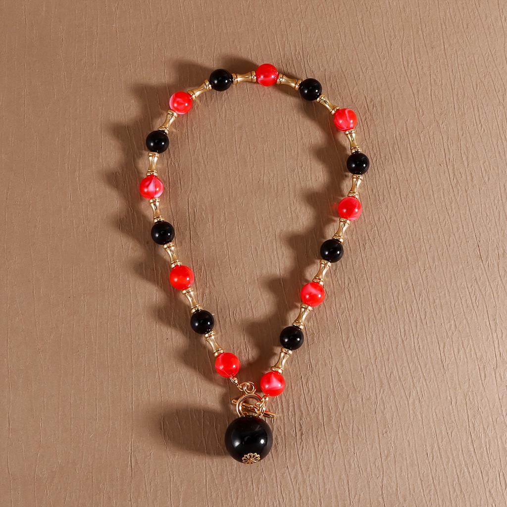 Round Geometry Beaded Chain Necklace for Women Accessories