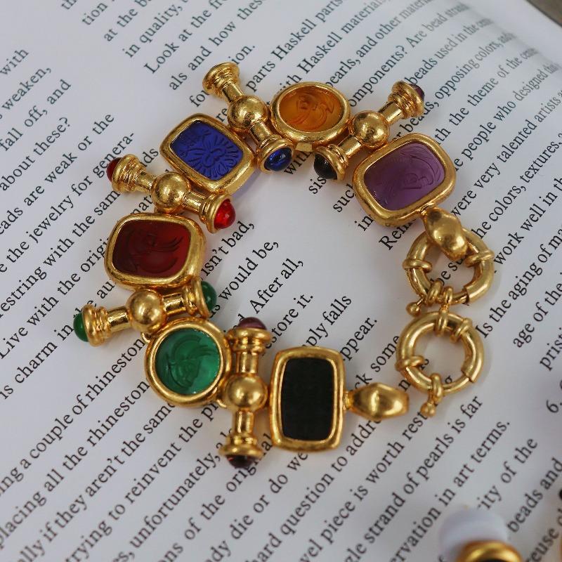 Vintage Jewelry Glazed Enamel Gorgeous Bracelet Plated Old Craft Jewelry