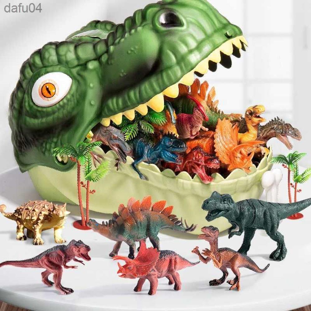 46/52 Pieces Of Jurassic Models Action Figures Storage Box, Tyrannosaurus Rex Figurine Model,Children Simulation Dinosaur World