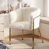 Sedia da relax, toletta, soggiorno e camera da letto, lusso leggero, sala da pranzo, con quattro gambe di supporto in metallo, imitazione pelo di coniglio, bianco[VECCHIO SKU:WF317938AAB]
