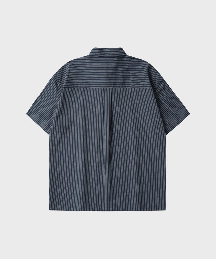 LEIRE Essential Striped Short Sleeve Shirt [Navy]
