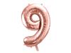 Partydeco Folienballon Zahl 9 86cm Roségold