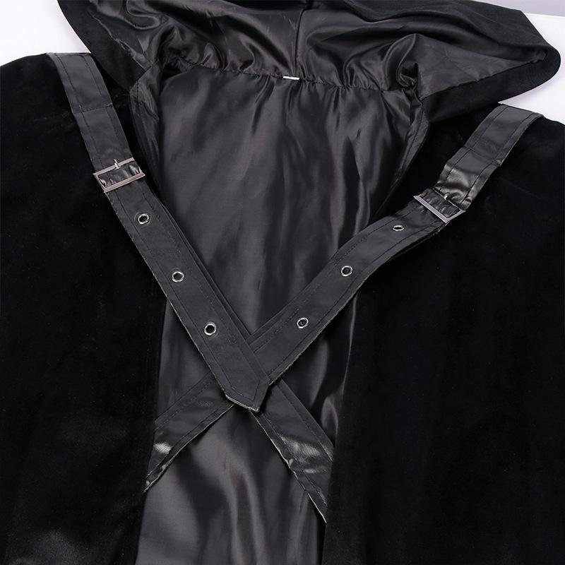 Płaszcz Gotycki Średniowieczny Retro z Kapturem Dwuwarstwowym i Futrzanym Kołnierzem