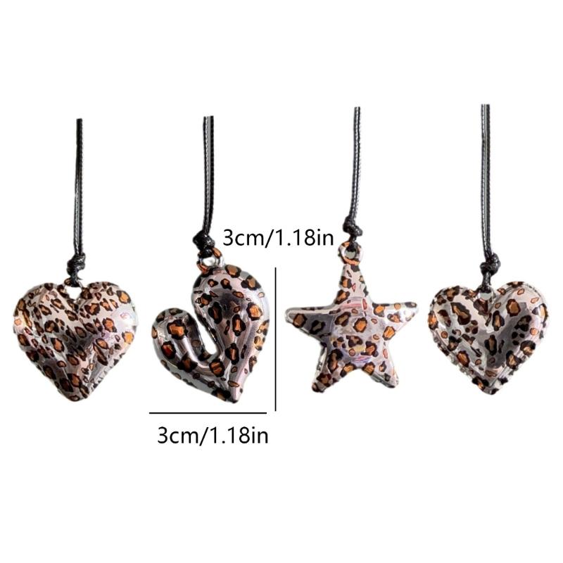 Colier cu pandantiv inimă leopard din aliaj robust și rășină, accesoriu de modă pentru femei și bărbați, bijuterii cu lanț lung argintiu