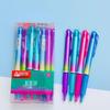 Penna cancellabile Mo Mo Le attivata a pressione, colore Inchiostro Orchidea, 0,5 mm, Blu Cristallo con Nero Carbone, Retrattile per Studenti.